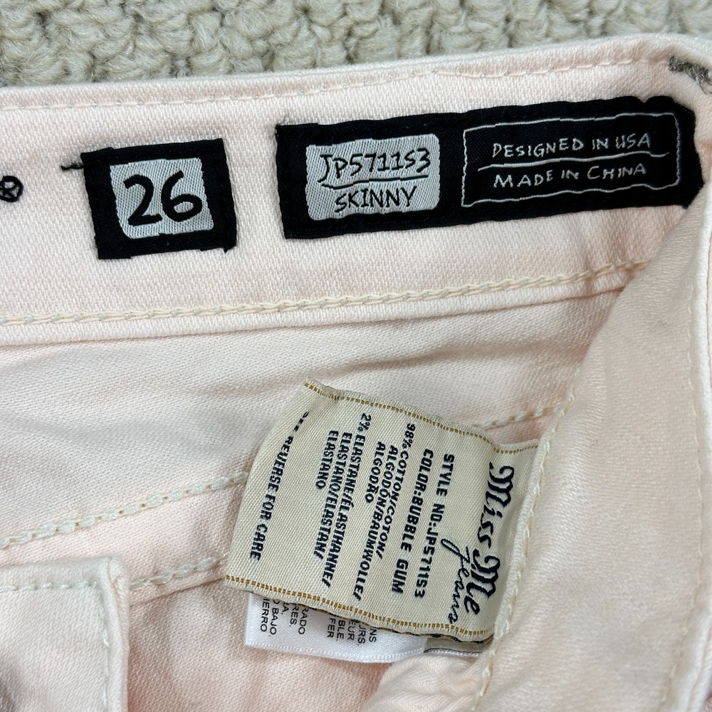 Miss Me Jeans Womens 26 Bubble Gum Pink Skinny Embroidered Rhinestone Cross - Picture 4 of 16